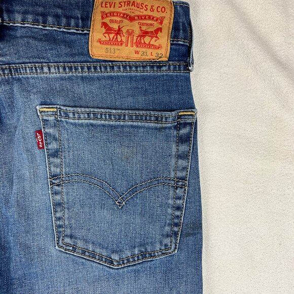 Levi's 513 Blue Jeans Size 31x32 Slim Straight Leg Mid-Rise Stretch Denim Men's - Picture 7 of 16